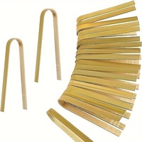 20pcs, Cooking Utensils, Mini Bamboo Tongs, Natural Toast Tongs For Cooking Baking,  Tongs For Campfire Camping Outdoor Picnic
