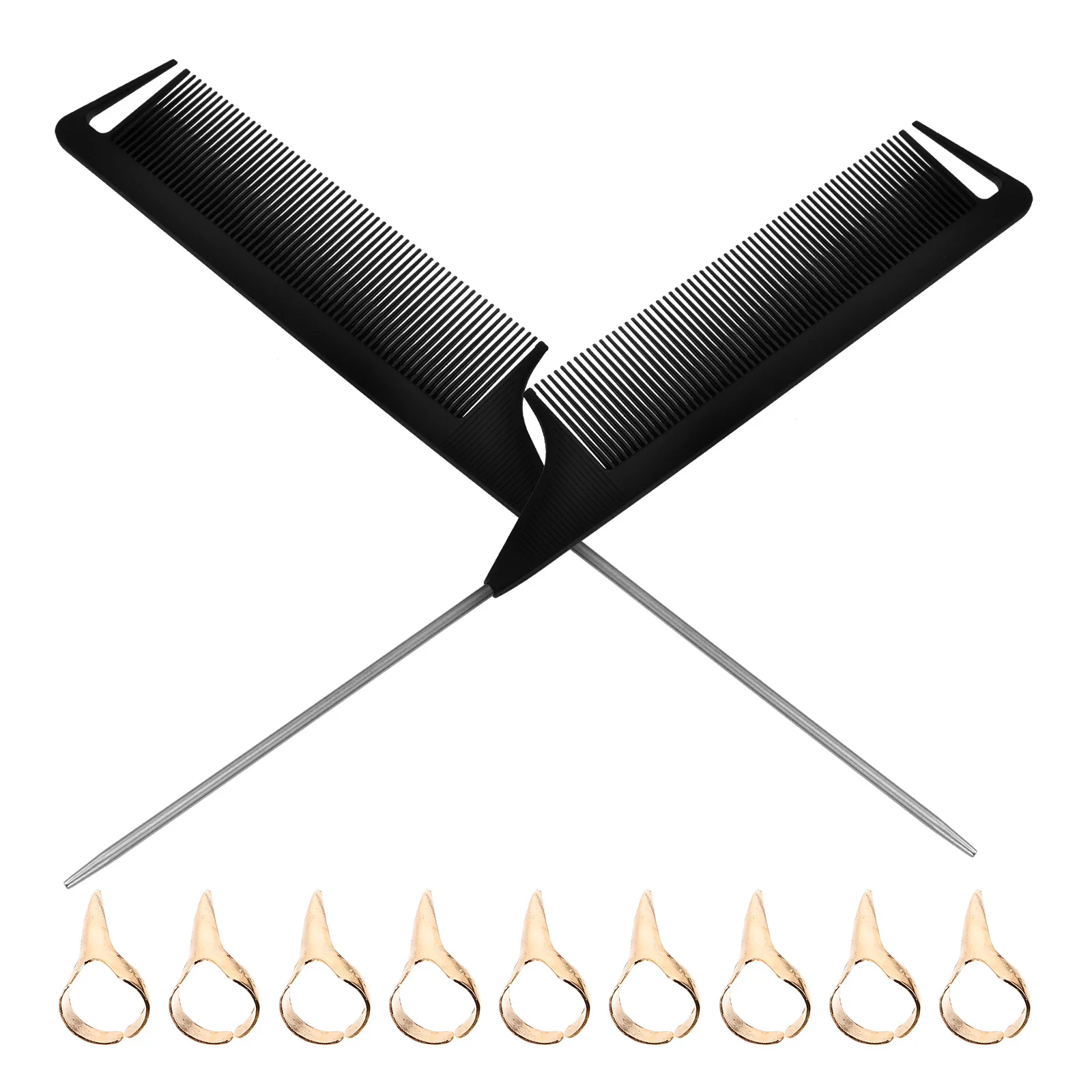 1 set 1 Set Tail Comb Styling Tools Detangling Combs For Natural Black Hair Portable Parting Comb Set Hair Parting Rings Scalp
