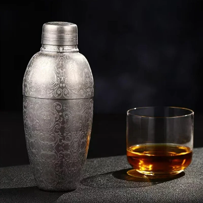 304 mirror stainless steel etched pattern Boston bartender, American shaker engraved snow pot