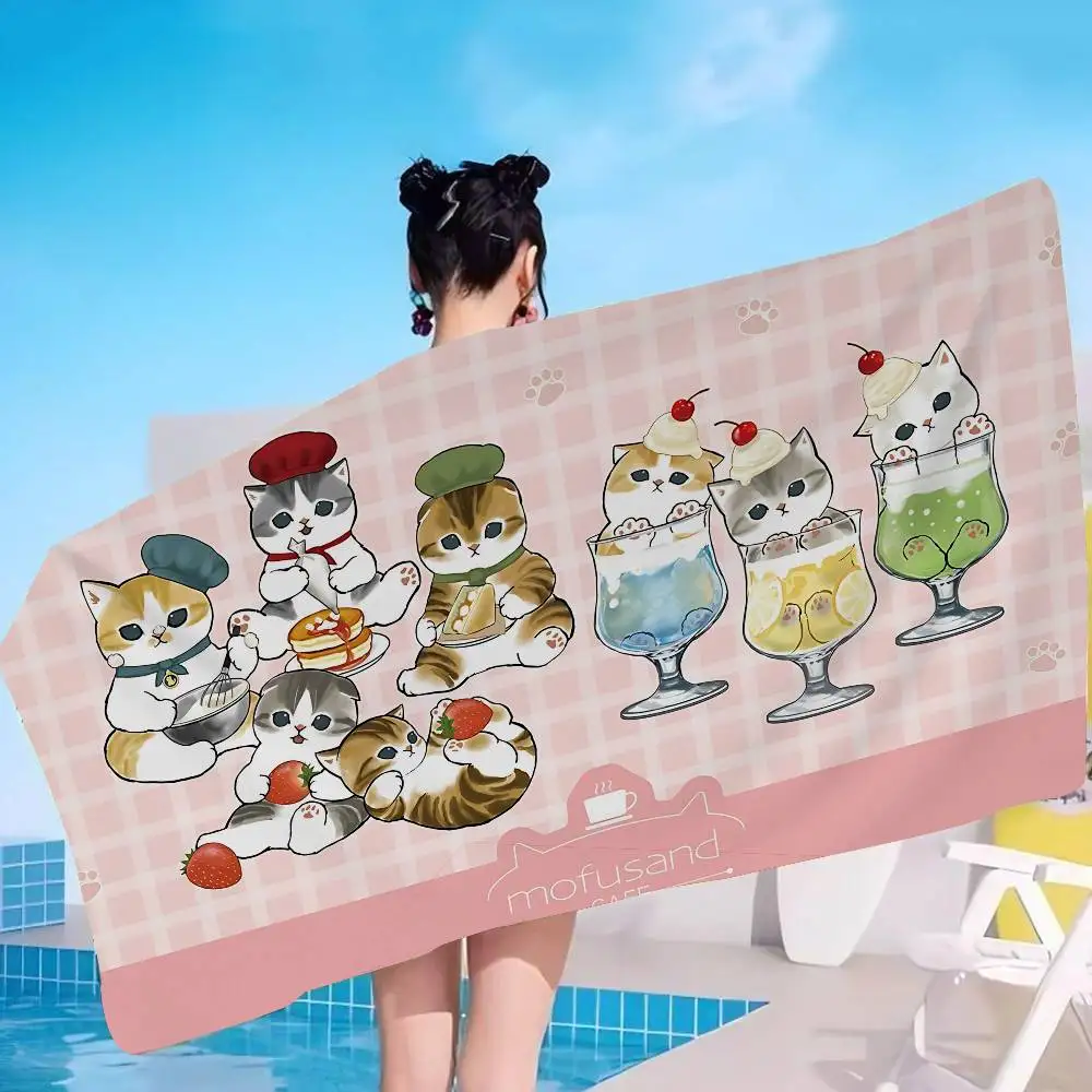 classic cute cat M-mofusand Microfiber Printed Beach Towel Mountain Climbing Yoga Beach Swimming Running Absorbent Soft Towel