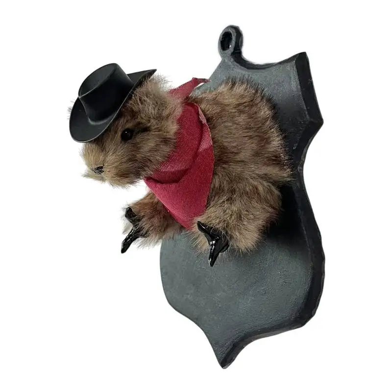 

Squirrel Figurines Home Decor Realistic Cowboy Squirrel Figurine Wall Animal Statues Retro Style Unique Simulated Home Decor For