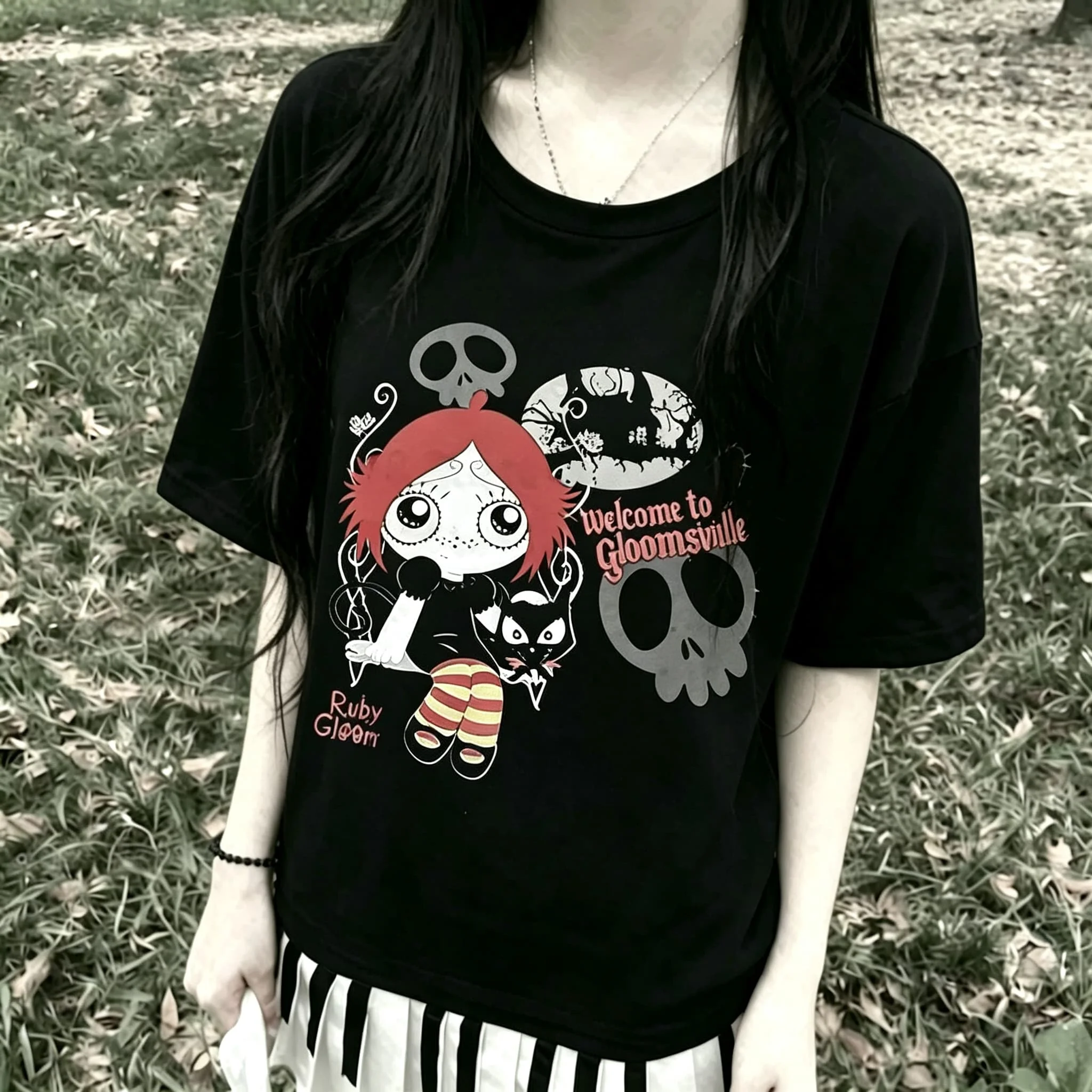 Harajuku Goth Short Sleeve Y2K Style Letter Print Fairy Grunge Summer E-girl White Crop Top Slim 2000s Star Streetwear T-shirts