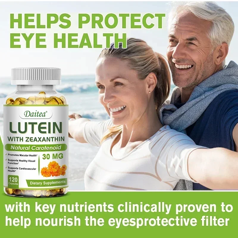 Daitea Lutein Capsules - Zeaxanthin, Zinc Extract, Fatigue, Dry Eye, Macular and Vision Health, Non-GMO & Gluten-Free Supplement