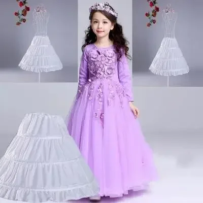 Girls Fluffy Long Skirt Children's Princess Dress Girl Flower Wedding Three-round Petticoat