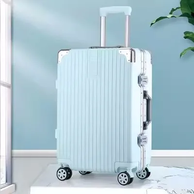 (43) New style suitcase aluminum frame 20 inch retro trolley case universal wheel suitcase password cabin case