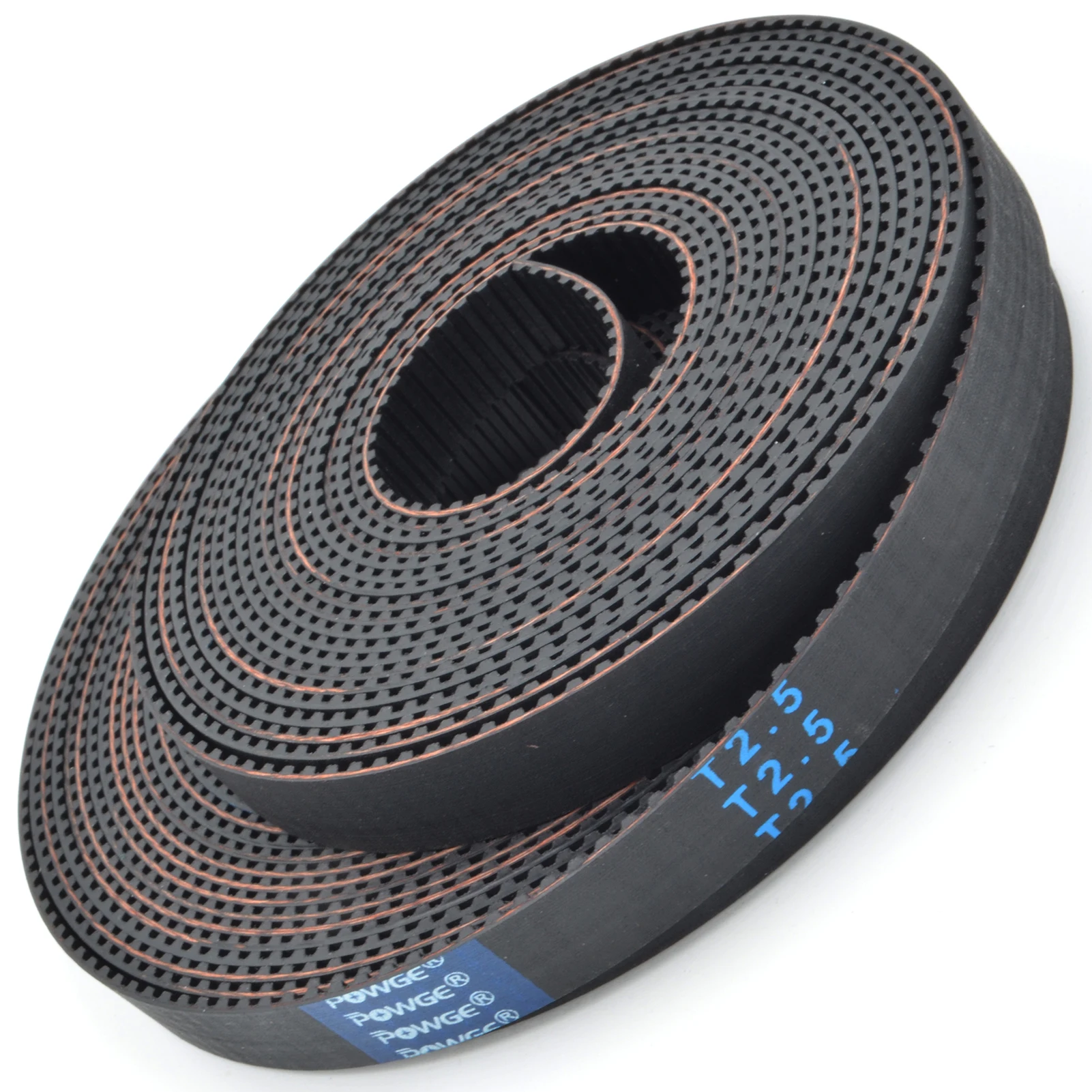 POWGE Trapezoidal T2.5 Open ended Timing belt width 4/6/10/15mm PU Polyurethane steel Rubber Fiberglass T2.5 pulley 3D printer
