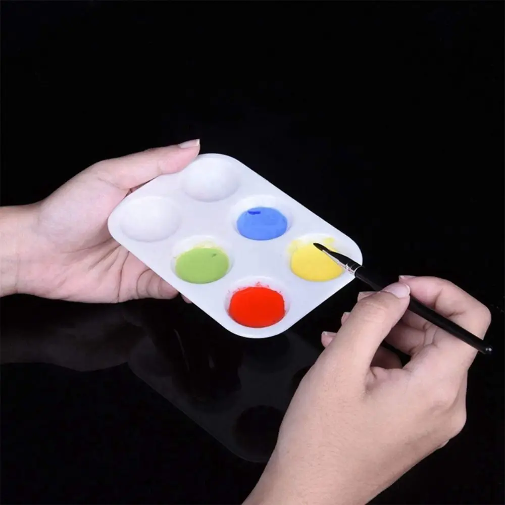 Plastic Paint Palettes 6 Well Rectangular Watercolor Palette Painting Tray, White