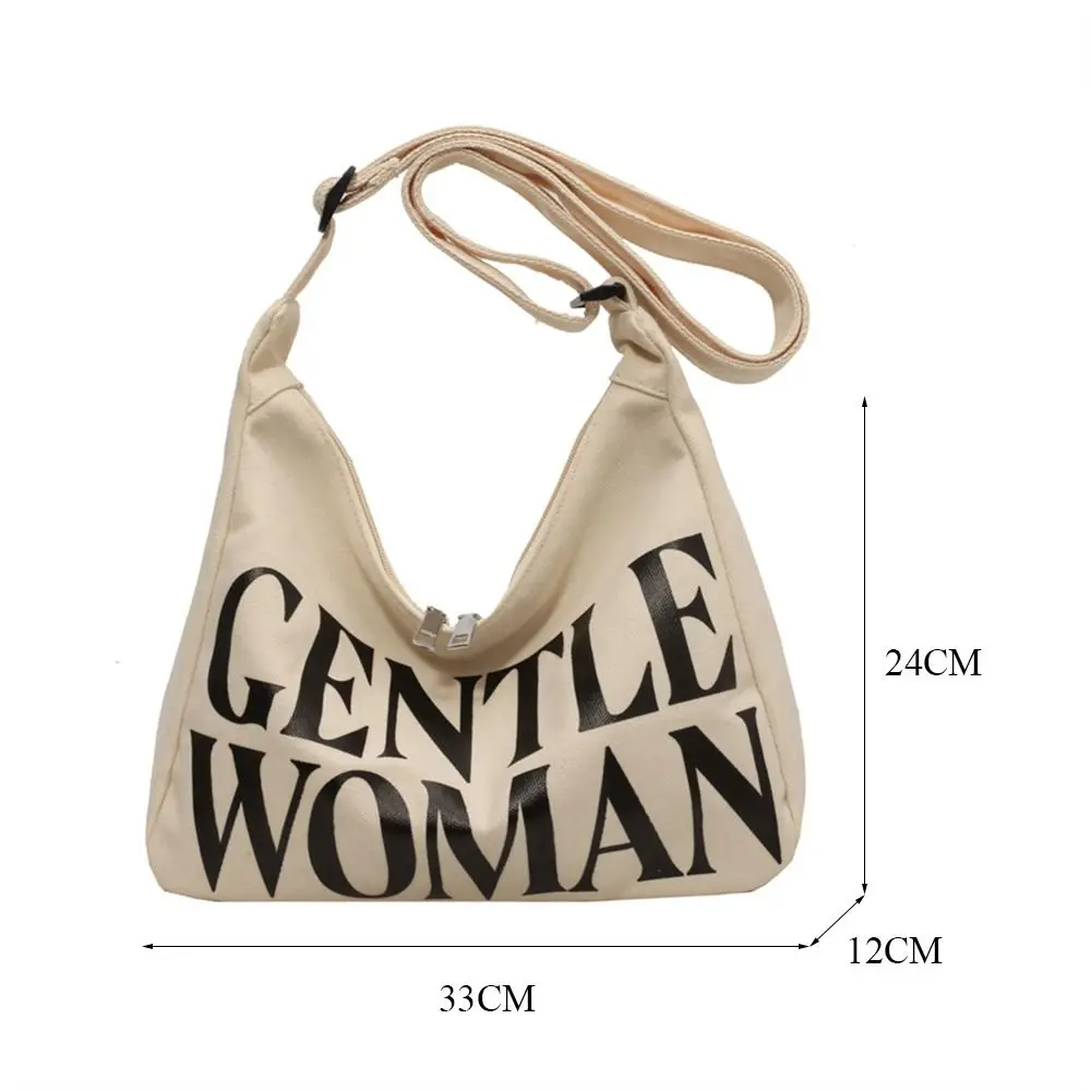 Gentlewoman Large Capacity Letters Canvas Bag Portable Shoulder Bag Tote Bags Students Crossbody Bag Fashion Outing Handbags