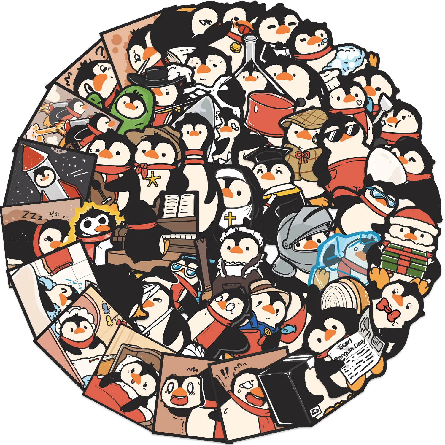 

10/30/50PCS Penguin Cartoon Stickers Cartoon Animal Graffiti DIY Laptop Phone Guitar Bike Skateboard Decals Waterproof Kids Toy