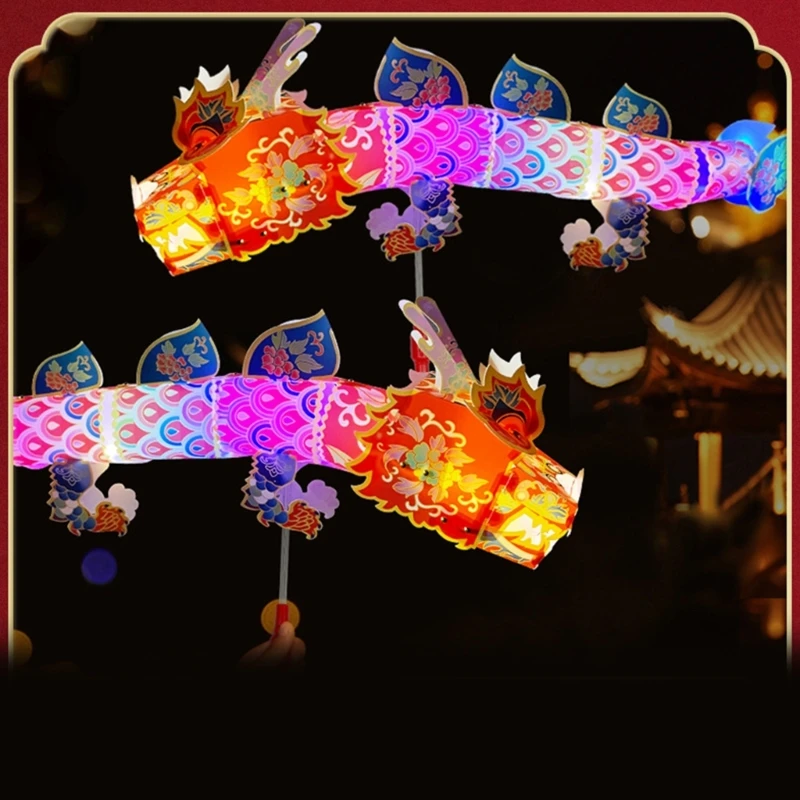 Lampe LED Dragon artisanale du nouvel an chinois 2024, matériel bricolage fait à main, décoration maison