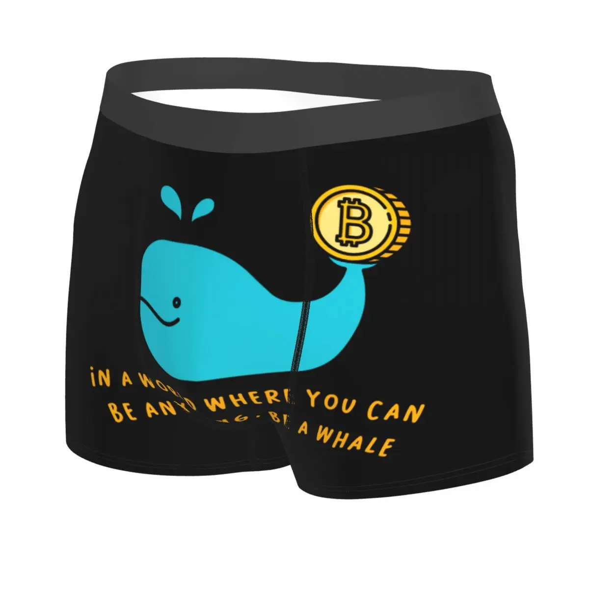 Custom Crypto Bitcoin Gold Whale Underwear Men Stretch BTC Cryptocurrency Coins Boxer Briefs Shorts Panties Soft Underpants