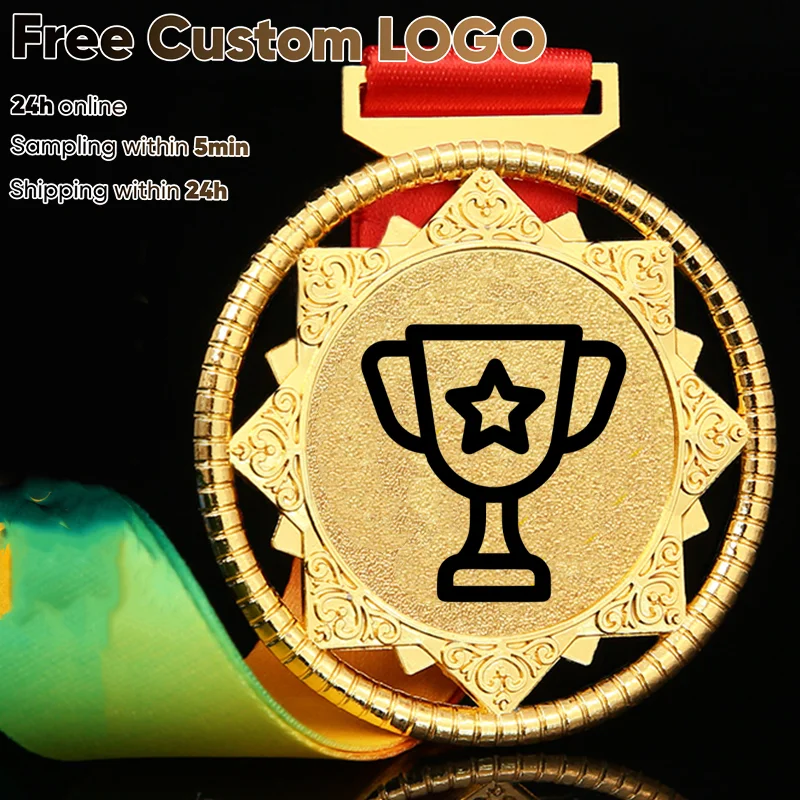 

Медали с бесплатной гравировкой и лентой на шею, индивидуальная медаль с полыми звездами для вашего собственного победителя, серебряная медаль для спортивных соревнований, призы, подарок