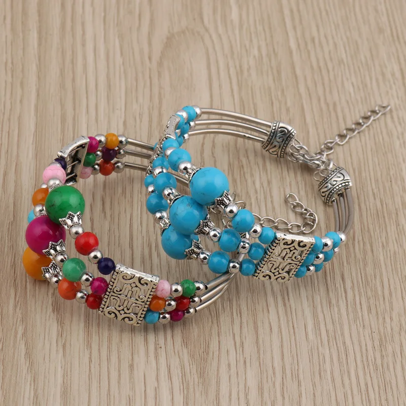 Fashion Turquoise Beaded Bracelet for Women Boho Nepali Ethnic Charm Bracelets Vintage Energy Healing Lucky Jewelry Gifts