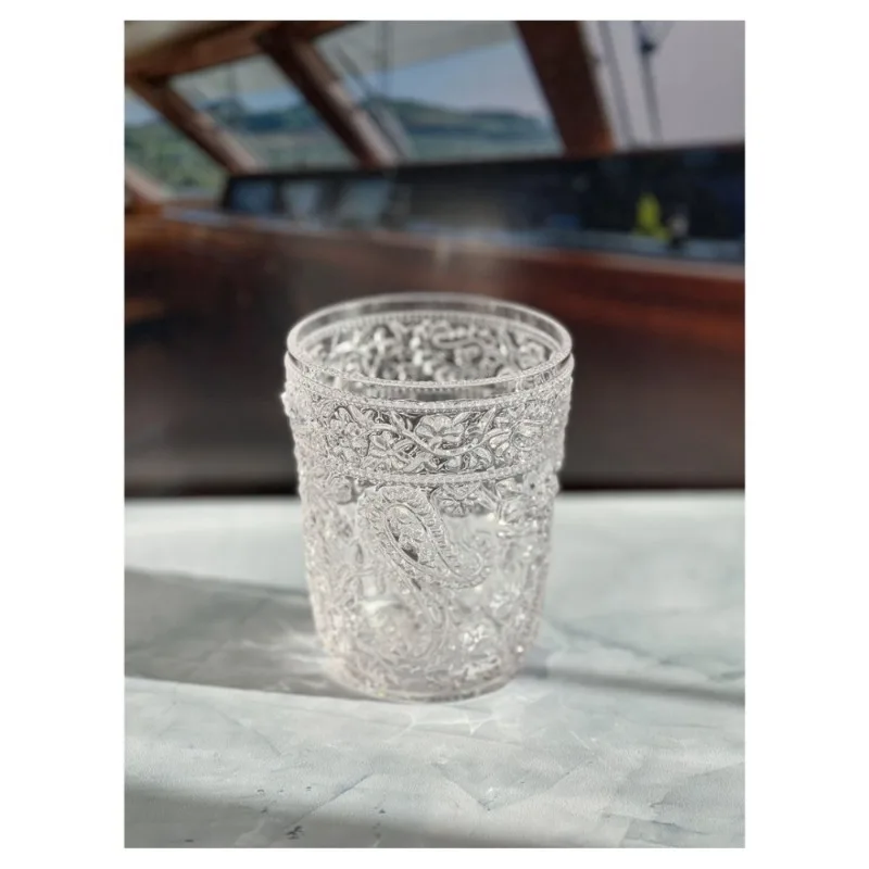 

Acrylic set without bisphenol A non fragile embossed pattern reusable suitable for home bars parties dishwashers