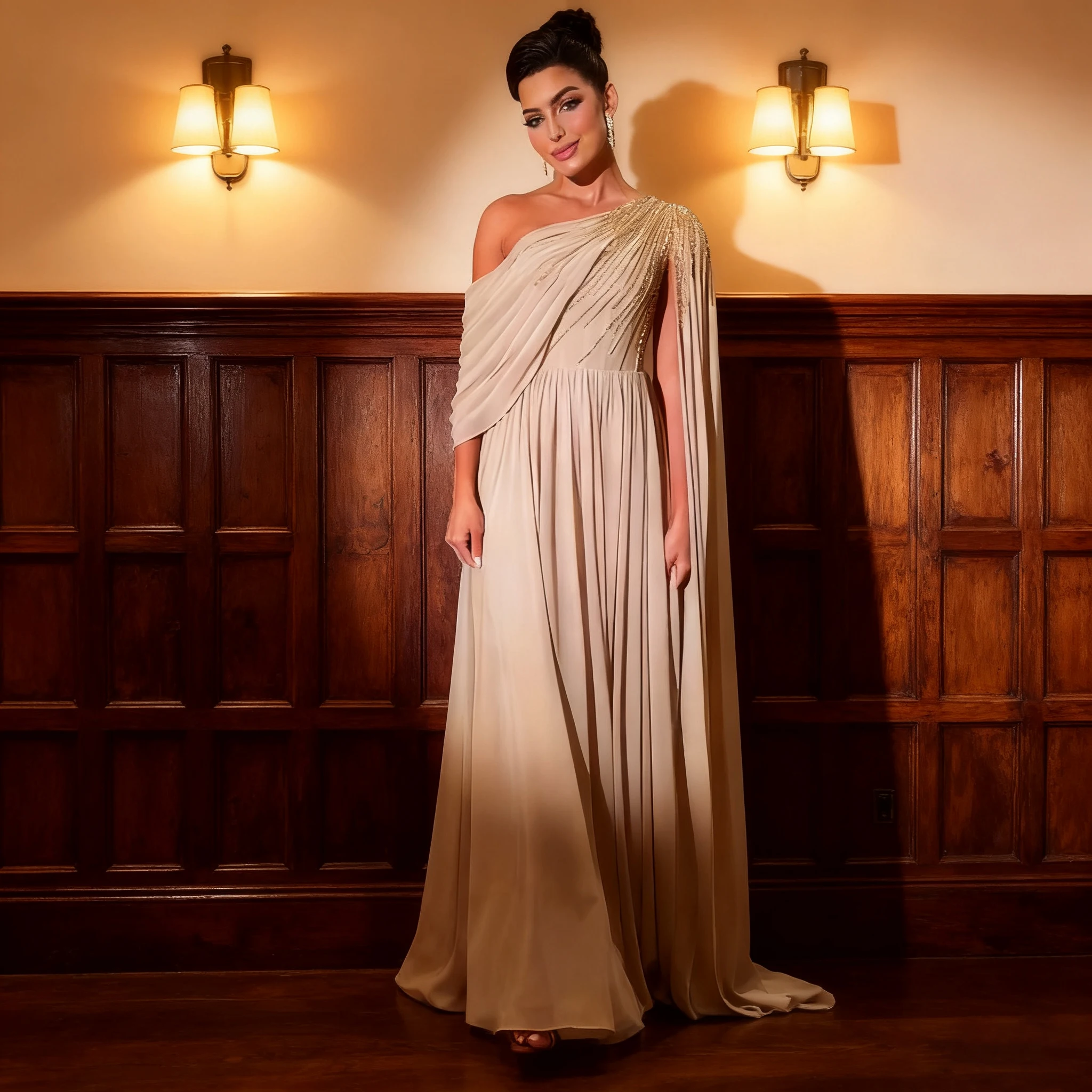 Luxury Evening Dresses One Shoulder Sleeveless A Line Prom Dresses Chiffon Beading Wedding Guest Gown Customized robes de soirée