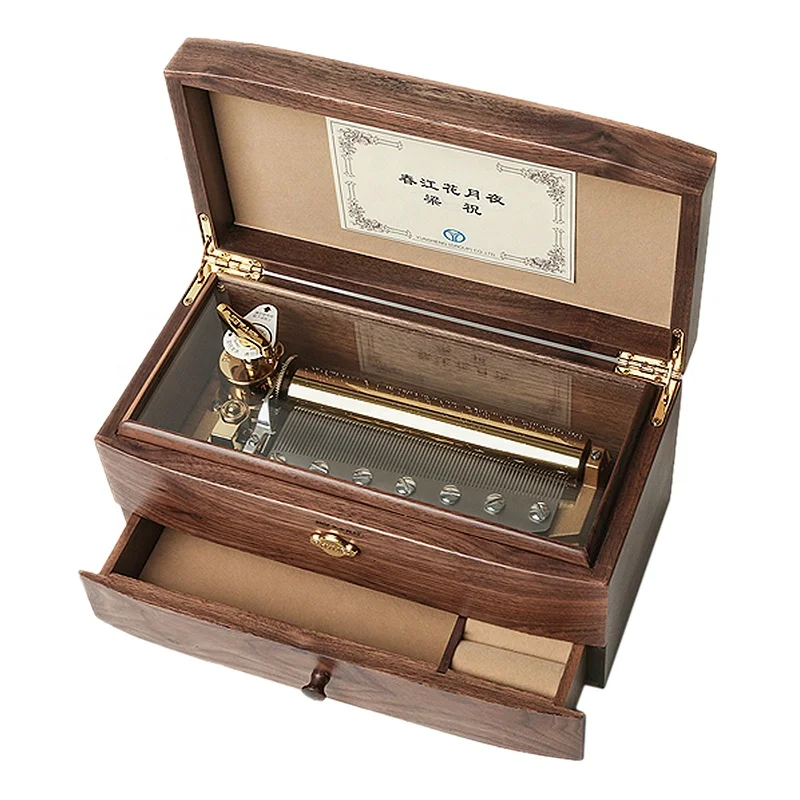Rhythm 78 tone double-layer wooden music box custom engraving