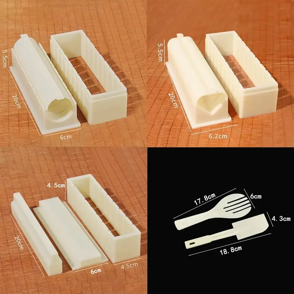 3Pcs Plastic Sushi Making Kit Round Square Heart Shape Cake Roll Mold Kimbap Sushi Roll Maker Household Food Preparation Tools