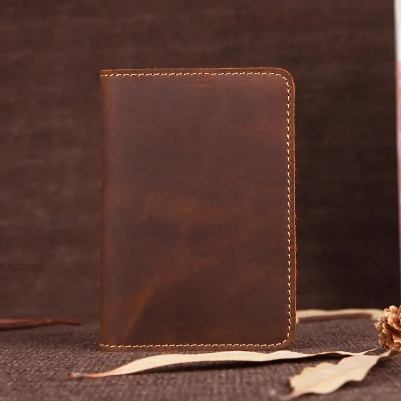 Nesitu Vintage Thick Top Grain Genuine Leather Durable Women Men Passport Cover Holder Wallet Credit Card Holder M2165