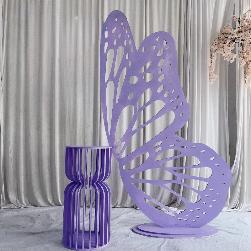 

Butterfly Wedding Baby Shower Backdrops Purple Cake Stands