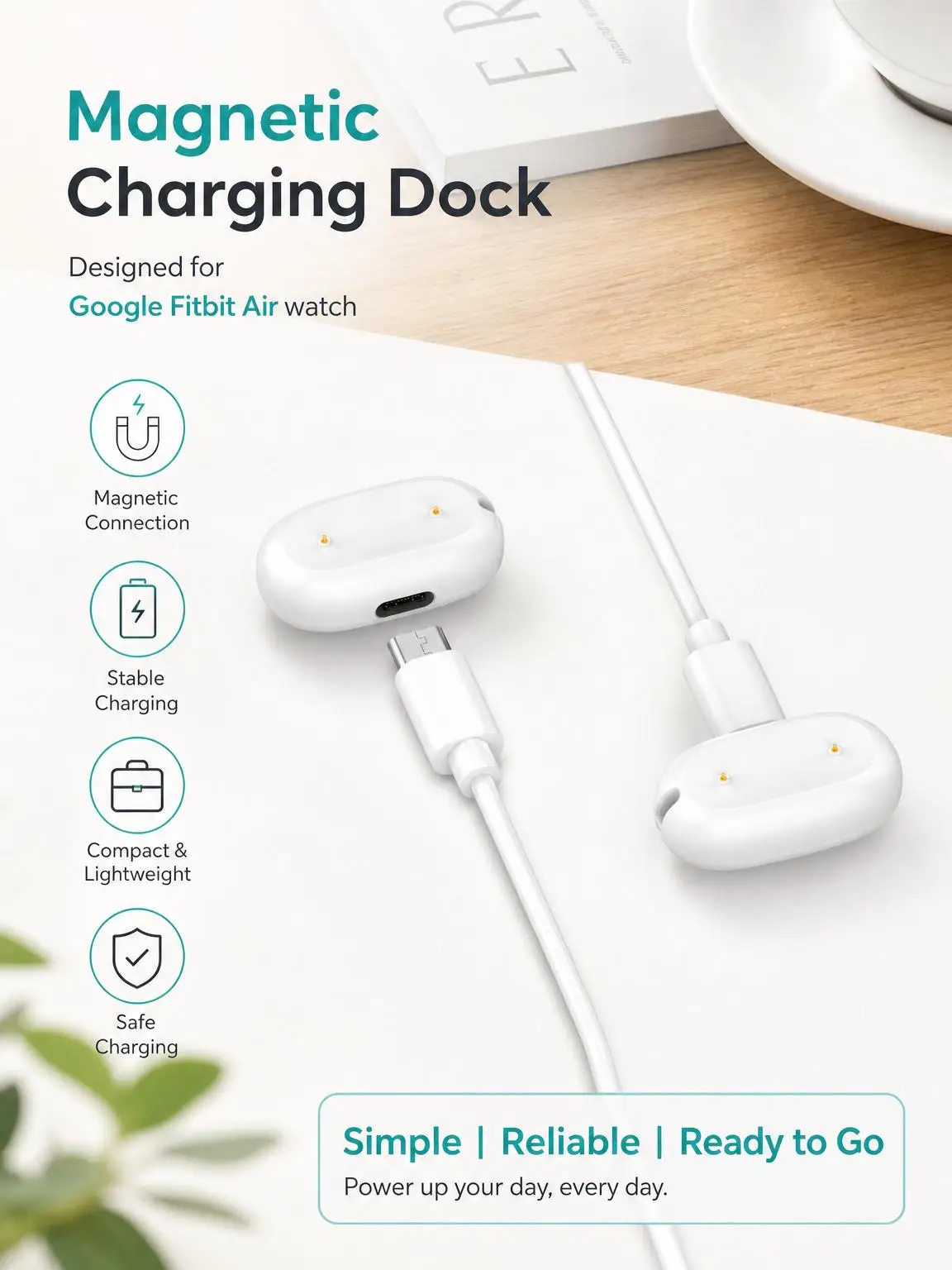 Ladestation für Google Fitbit Air Watch, Typ-C Smartwatch-Ladegerät, Ladestation, USB-Ladestation für Google Fitbit Air