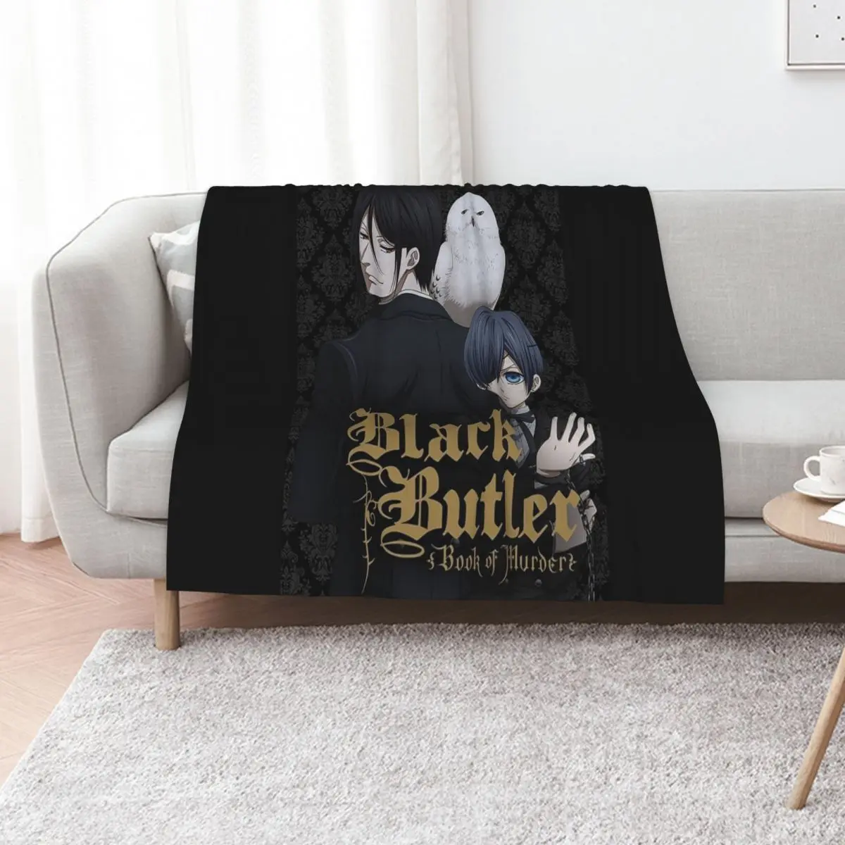 

black butler black Throw Blanket Shaggy Furry Soft Blanket for Bedroom Living Room