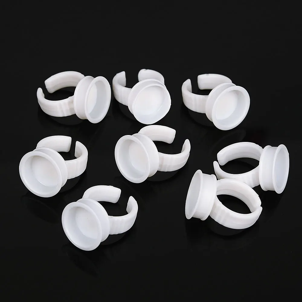 100PCS Tattoo Rings Cups Disposable Glue Holder Plastic Tattoo Pigment Ring Adhesive Makeup Rings For Eyelash Extension Nail Art view 4