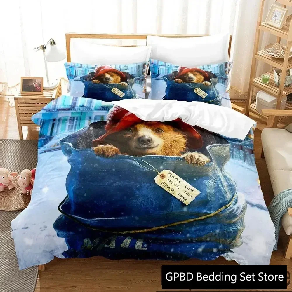 

Luxury New 3D Print Cartoon Paddington Bear Bedding Set Duvet Cover Bed Set Quilt Cover Pillowcase king Queen Size