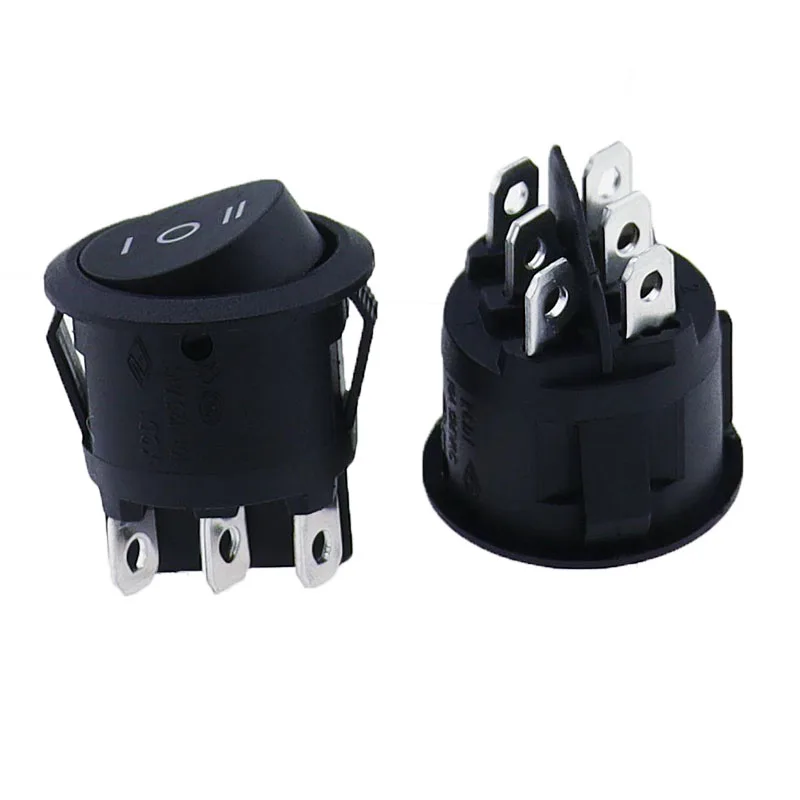 New Rise1PC KCD1 23mm Diameter Round Rocker Switches 6 PIN ON-OFF-ON 3 Position Rocker Switch 10A 125VAC