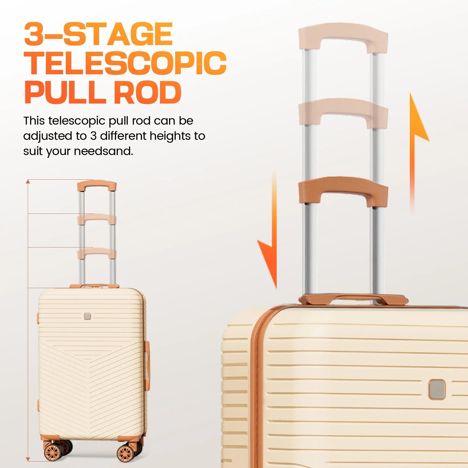 مجموعة أمتعة مكونة من 4/6 قطع مع عجلات دوارة وقفل TSA، تحمل على الأمتعة بقشرة صلبة ABS + PC، مجموعات حقائب سفر #6