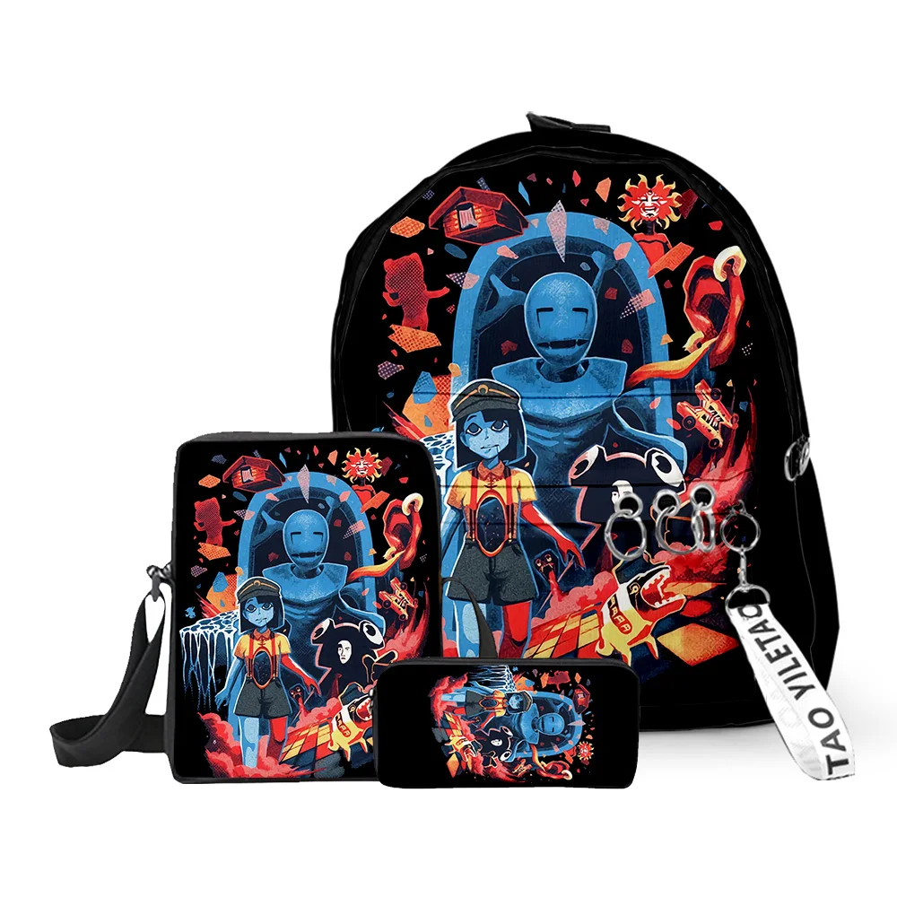 

Harajuku Popular ENA Dream BBQ 3D Print 3pcs/Set pupil School Bags Oxford Key Chain Backpack Inclined shoulder bag Pencil Case
