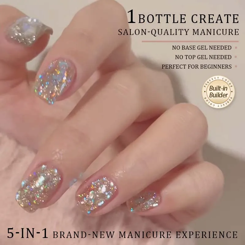 PERFECT COLOR All-in-One Gel Holographischer Glitzer-Gel-Nagellack 8ml, UV LED Soak-Off, Langanhaltend, Party-Nägel