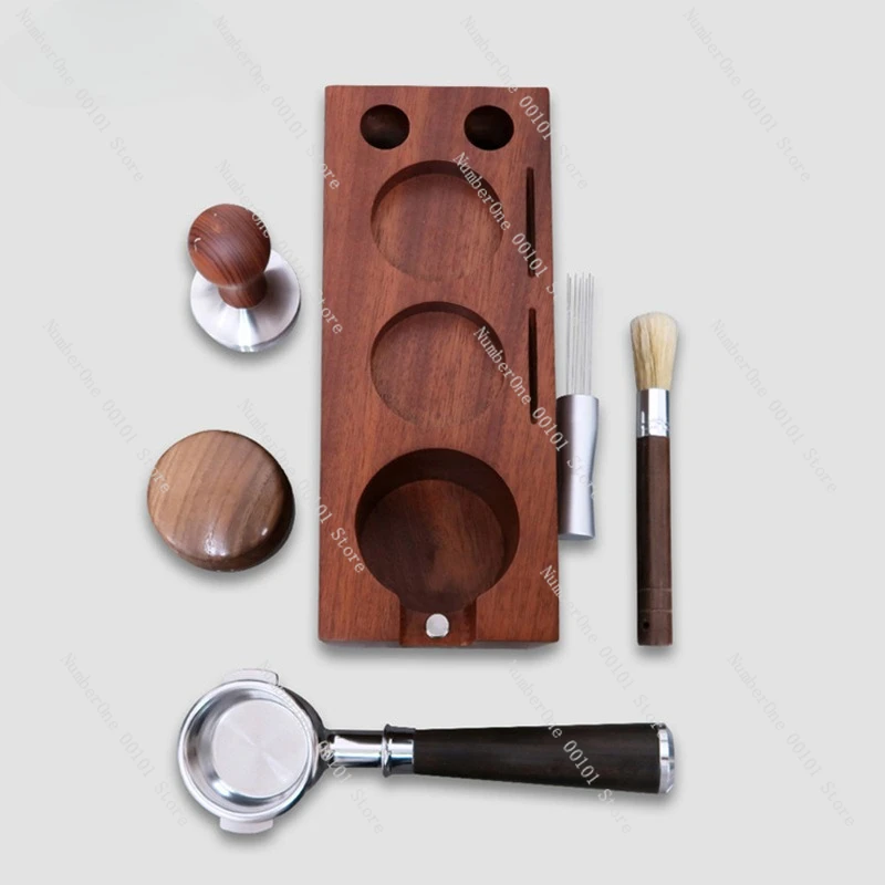 Coffee handle bracket, powder pressing hammer, solid wood base, filling storage seat, powder dispenser