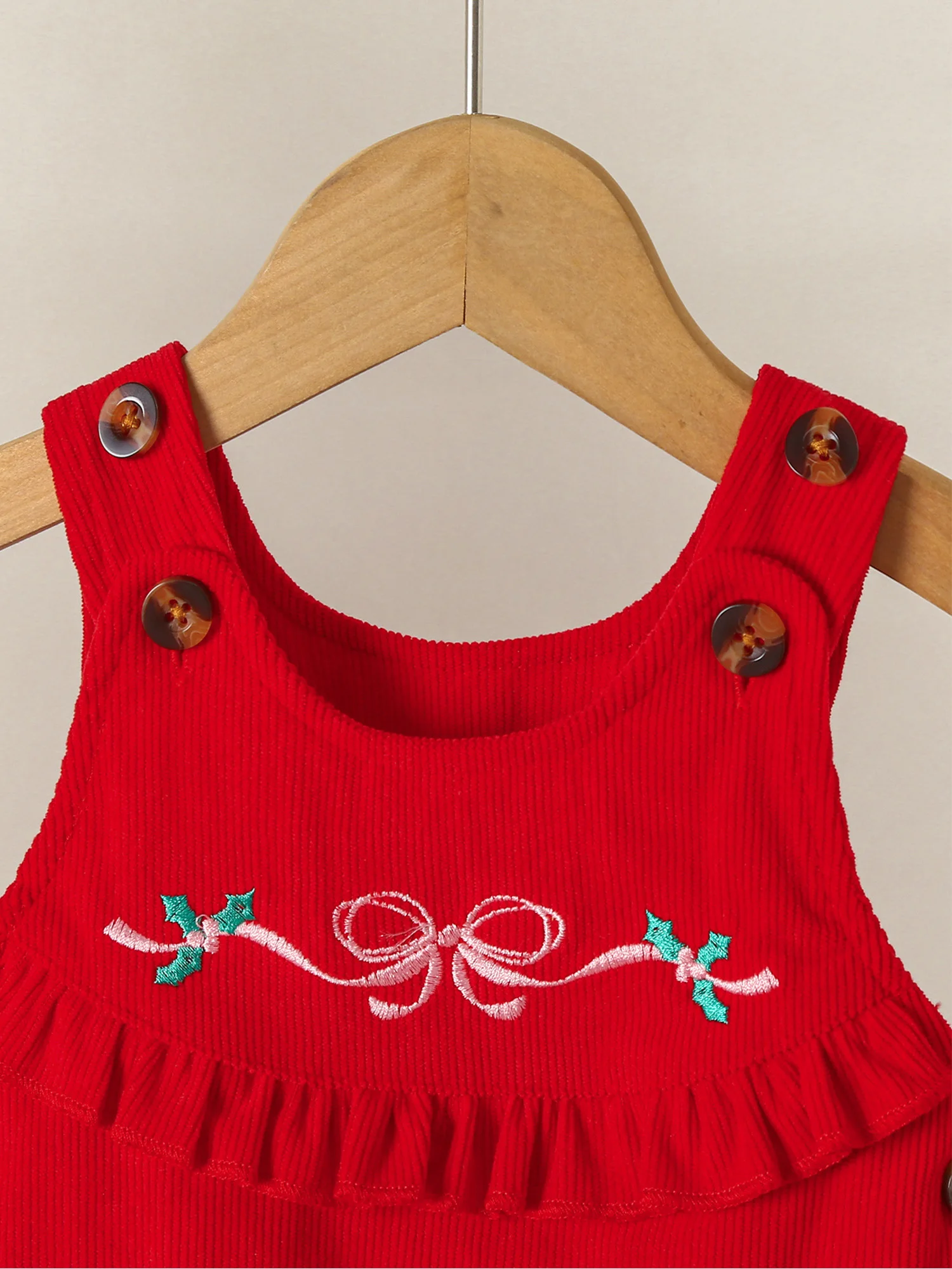 ملابس للفتيات الصغيرات الرضع بأكمام طويلة رومبير مطبوع لطيف مع أقواس مطرزة فستان قصير لحفلات أعياد الميلاد وأعياد الميلاد