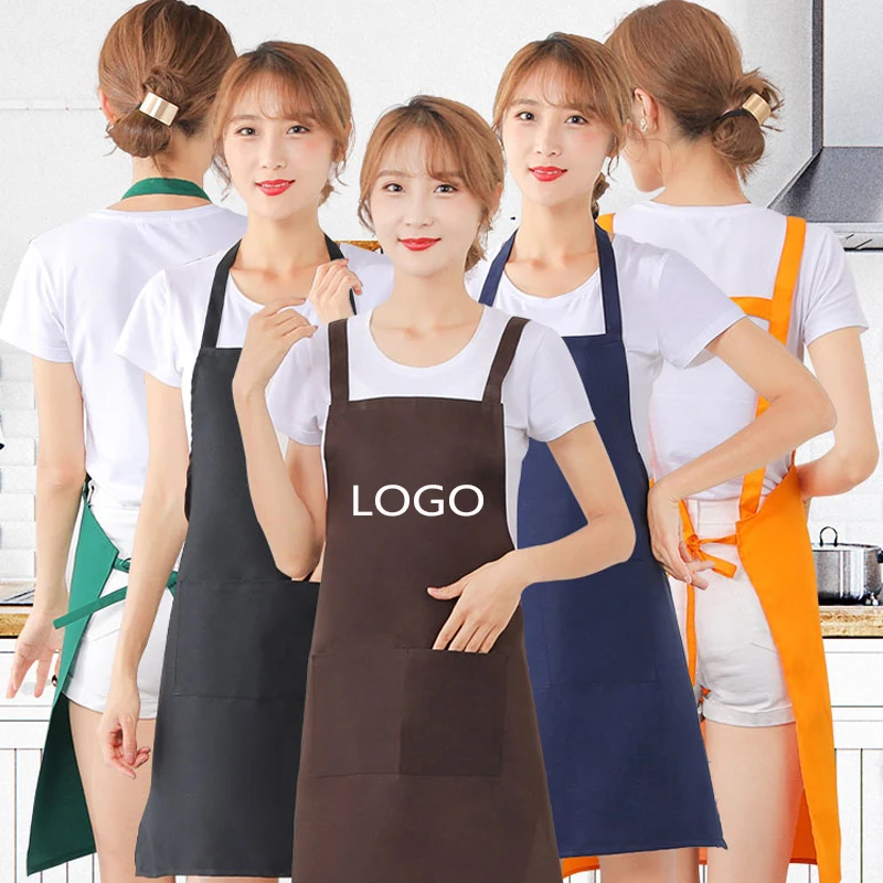 Anti-fouling Wear-resistant Hanging Neck Advertising Apron Custom LOGO Kitchen Hot Pot Shop Apron Work Clothes Printing