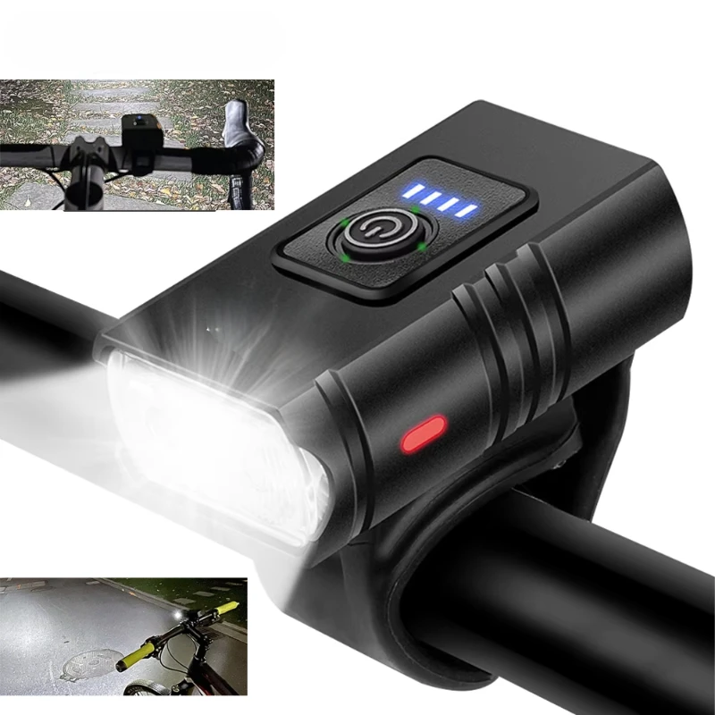 

2 T6 LED Bicycle Front Light Type-C Rechargeable Bicycle Headlamp MTB Road Bike Front Headlight for Night Riding Cycling Safety