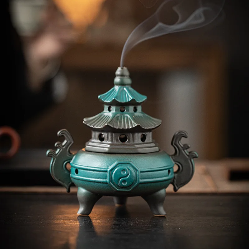 

Курильница Тай Чи Багуа, керамическая катушка, курильница, домашняя курильница для ароматерапии в помещении, древний стиль, реквизит для съемки из фильма дзен