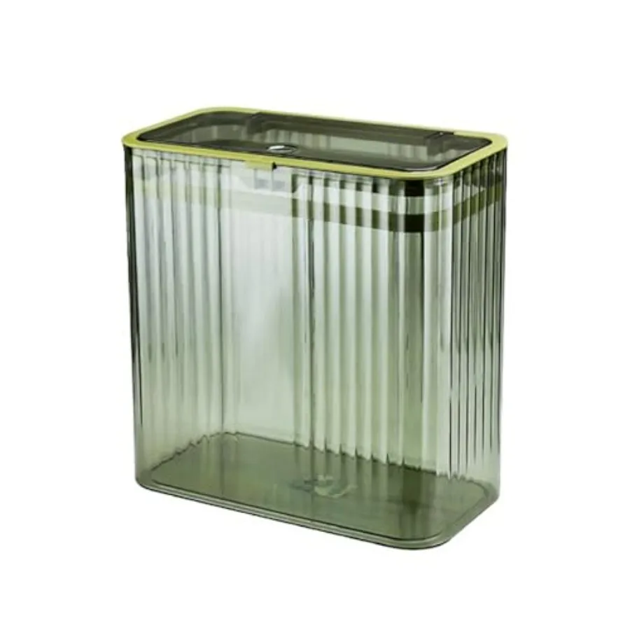 

Bathroom Trash Can with Lid 3.5 Gallon Plastic Slim Waste Basket with Press Top Lid 15L Clear Trash Bin for Bedroom Office Kitc