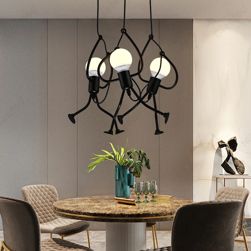 

Креативная новая светодиодная маленькая люстра из кованого железа для злодея, ресторана, кафе, гостиной, спальни, декоративное освещение