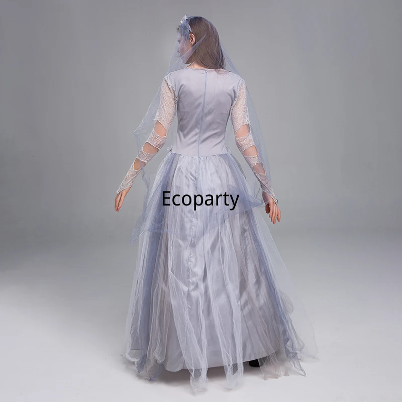 Costume de Cosplay de la Mariée Fantôme d'Halloween pour Femme, Robe en Patchwork de Dentelle à Manches sulf, Zombie d'Horreur, Tenue de Barrage de ixde Pourim, Carnaval