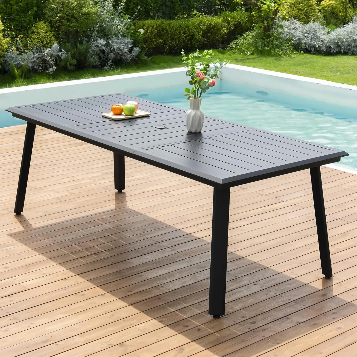 Patio Dining Table with Weather-Resistant Sturdy Frame & 83