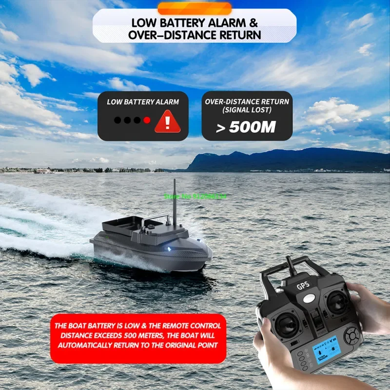 

500M Fixed Speed Cruise RC Fishing Bait Boat 2KG Loading 160 GPS Return Dual Battery Power Remote Control Nesting Lure Bait Boat