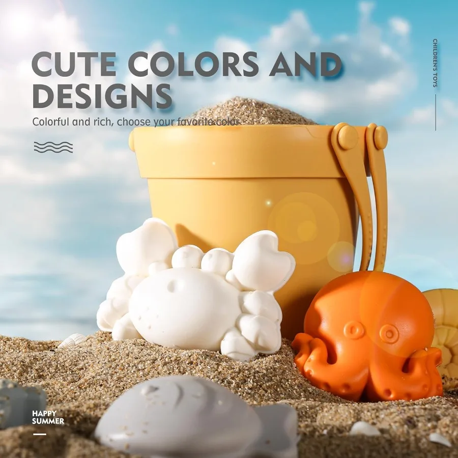 Jouets de plage en Silicone, 11 pièces, jouets de plage modernes pour bébé, ensemble de plage convivial pour voyage, jouet écologique, pelle seau en Silicone, 8 moules à sable