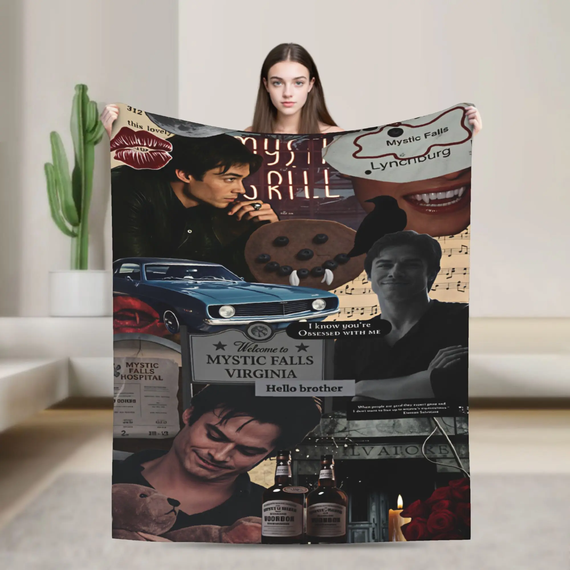 Ian Somerhalder Blanket  Travel Flannel Throw Blanket For Couch Bed Warm Soft Custom DIY Quality Bedspread Gift Idea
