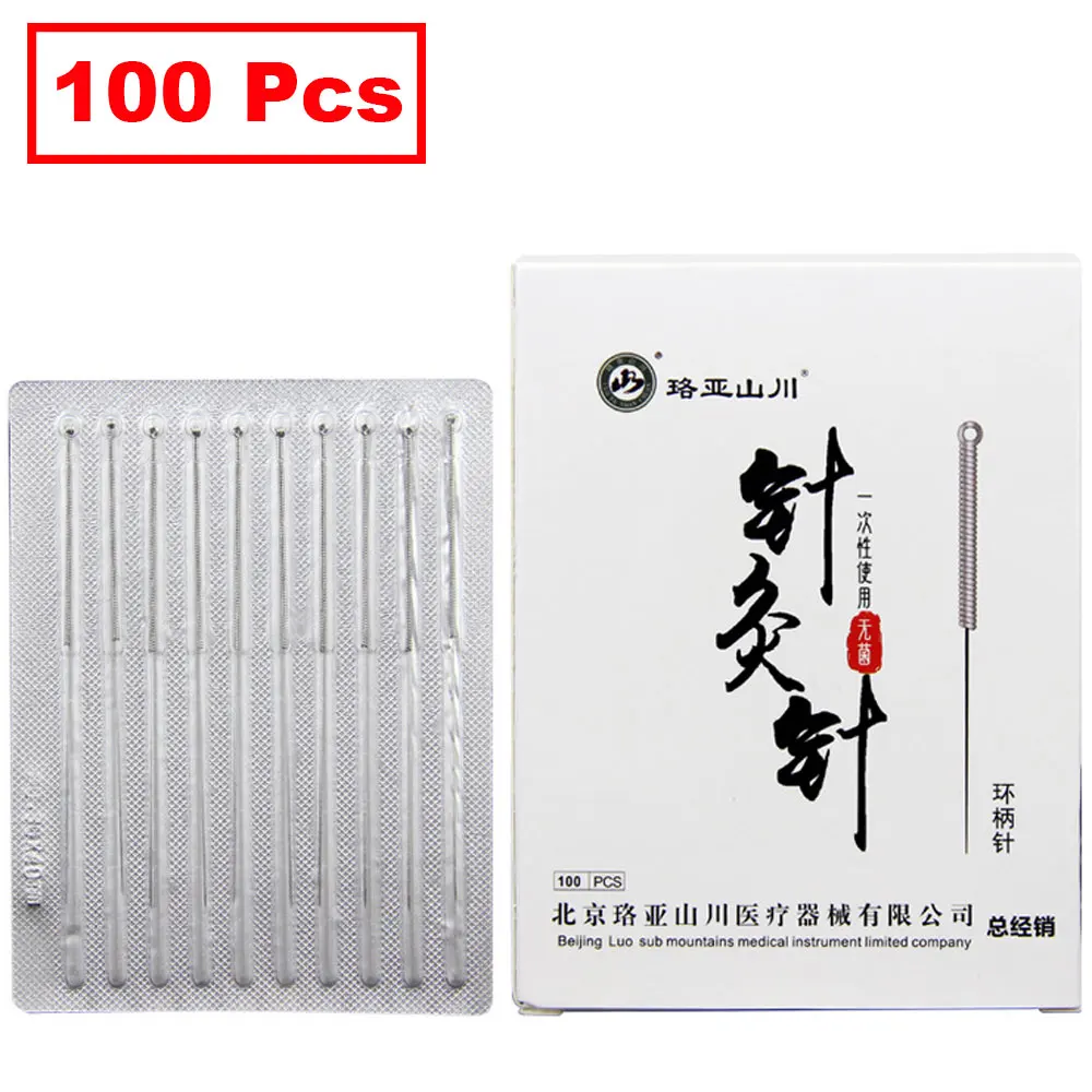 100Pcs Sterile Acupuncture Needles  Disposable Ring Handle Needle Beauty Massage Needles 0.16/ 0.18/0.25/0.30/0.35mm