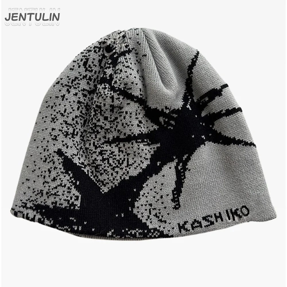 Women Knit Hat Winter Beanies Kpop Y2k Accessories Hip Hop Warm Gothic Stars Graphic Streetwear Men Caps Vintage Pullover Korean