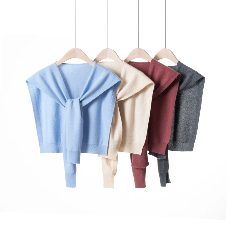 Women's 100% Pure Cashmere Shawl Solid Color Elegant Knitted Irregular Neck Warmer Soft Windproof Warm Casual Luxury for Winter