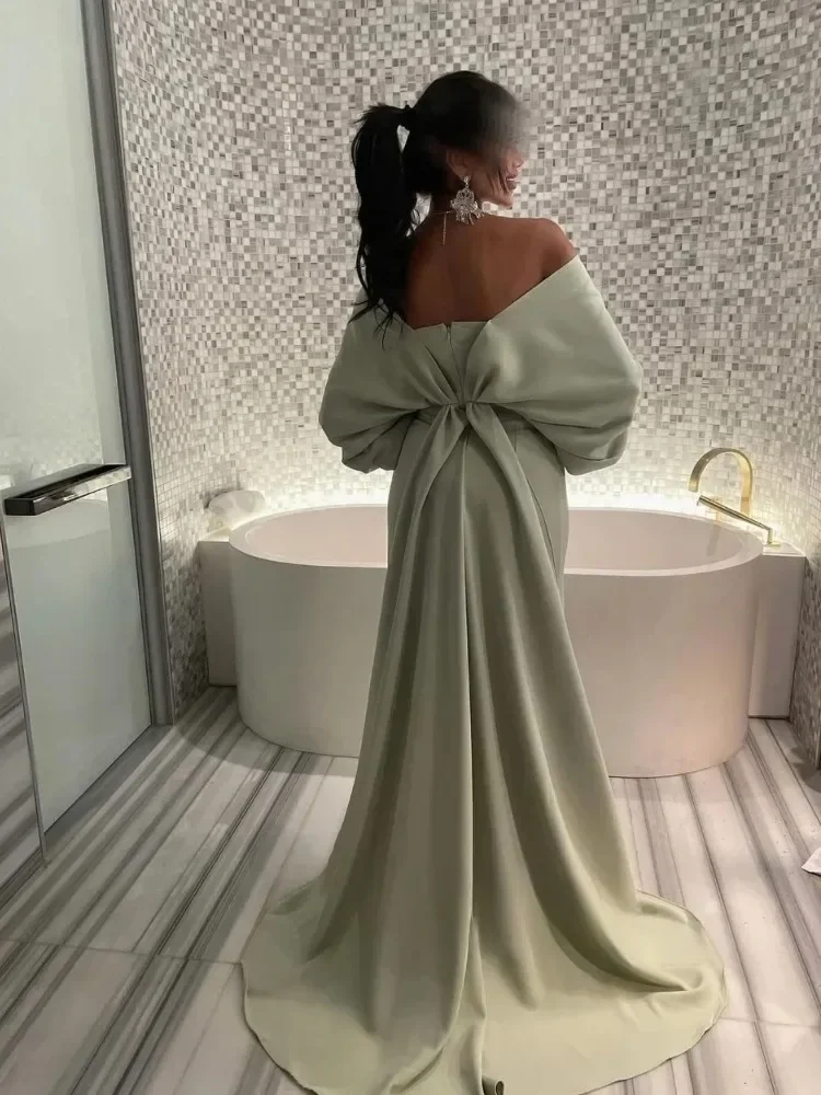 Sukienki wieczorowe w stylu vintage, z odkrytymi ramionami, o kroju syreny, długie, z brokatem, bufiaste rękawy, formalne suknie na przyjęcia, sukienki koktajlowe.