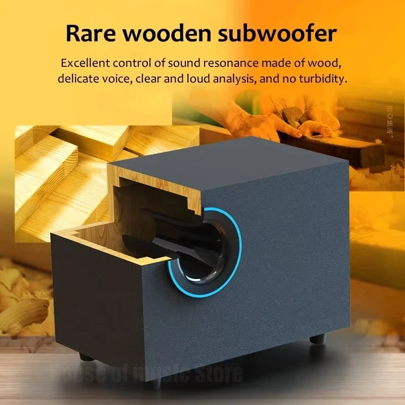 2.1 Multimedia Bluetooth Audio System Home Theater Surround Computer Active Combination Wooden Speaker AUX USB Cable Post TV PC