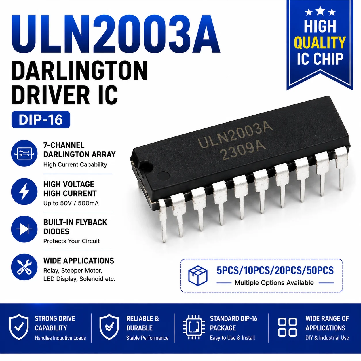 10/20/50/100PCS UMW ULN2003A SOP‑16 SMD Darlington Transistor Array Chip 7‑Channel Relay Driver IC For Arduino