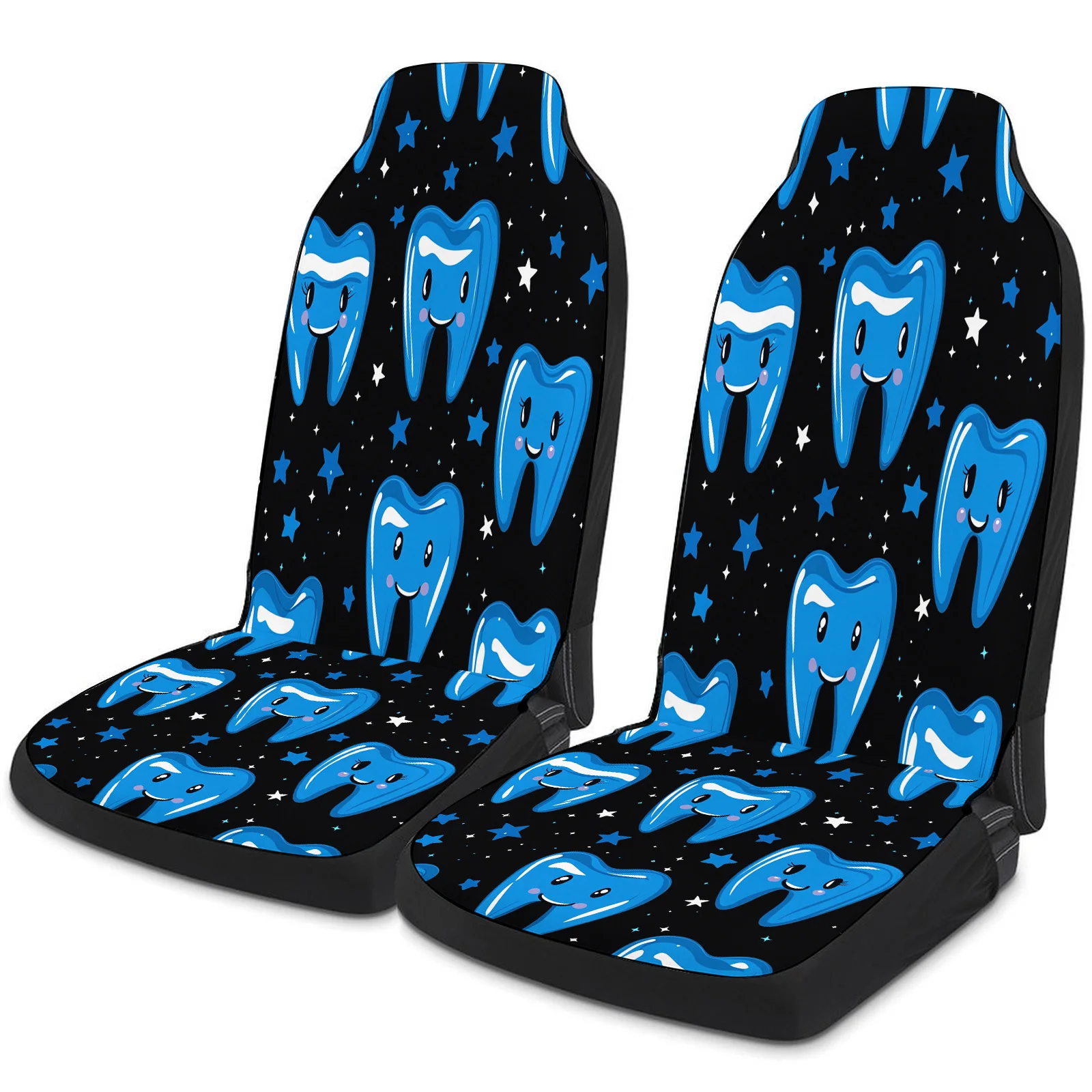 Tooth Pattern Themed Car Seat Cover Set For Most Cars Trucks, Trendy Breathable Car Seat Protector Covers Full Set, Universal Ca
